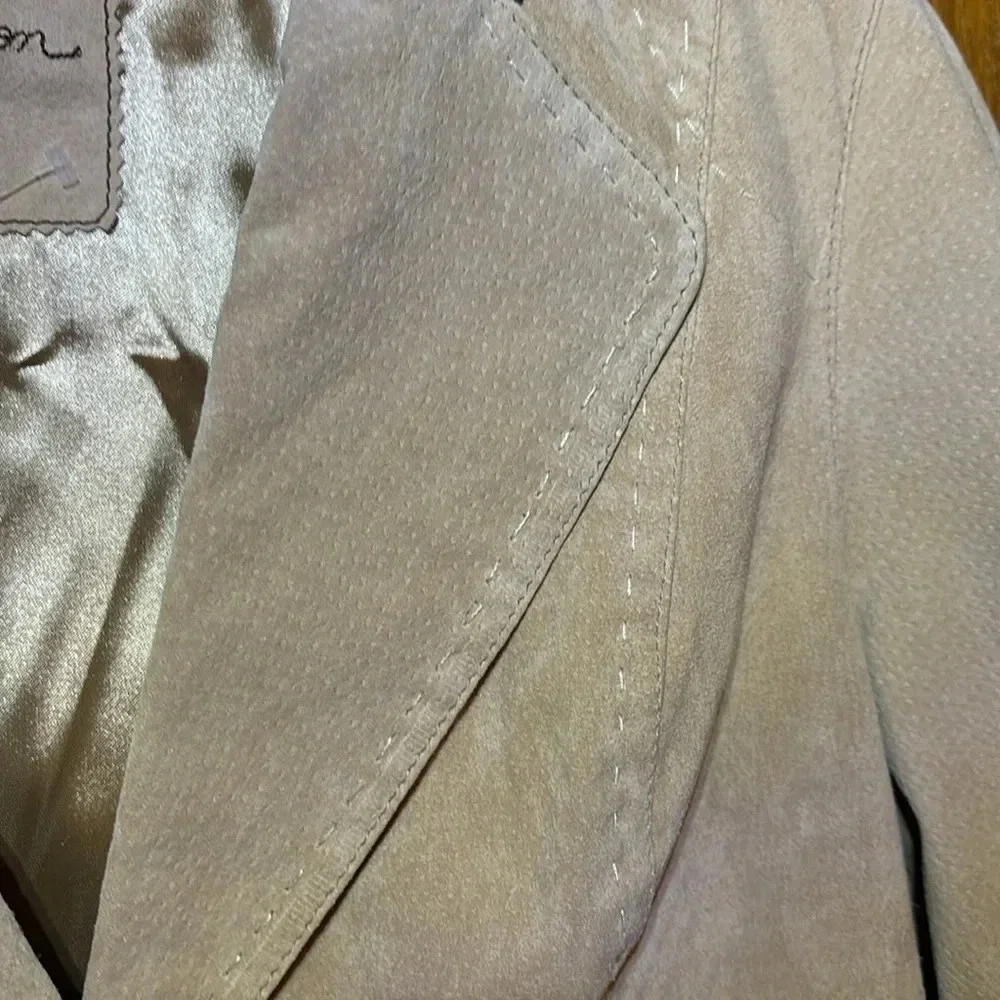 Madison Tan Suede Leather jacket Women’s 10 Stitch detail